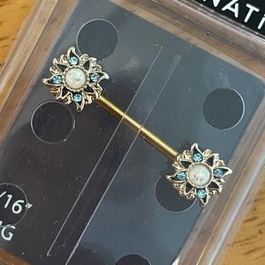 Pierced Nation flower/sun nipple ring! ✨